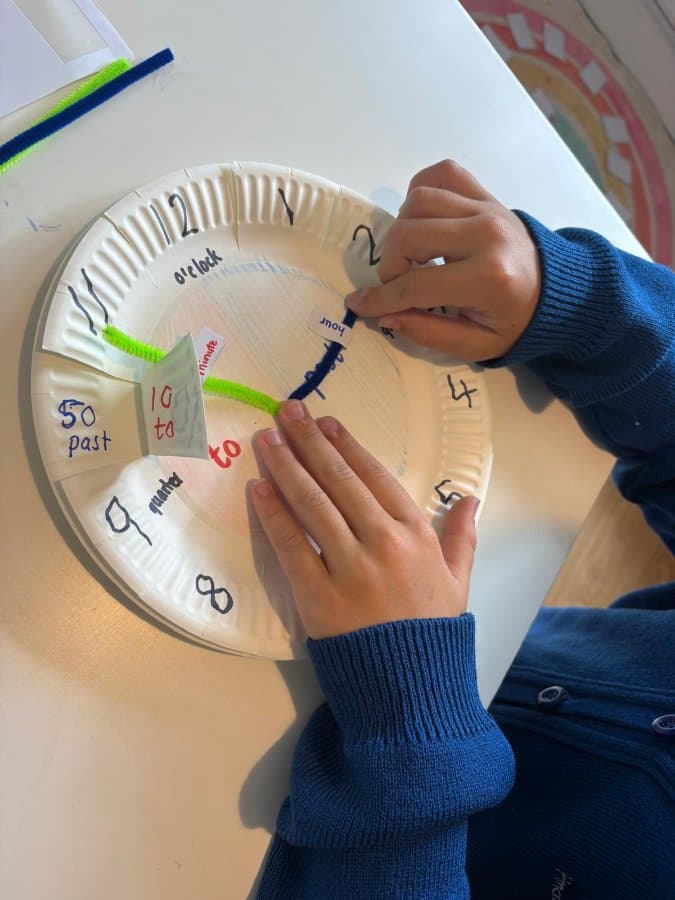 Making a paper plate clock